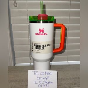 40 oz Stanley Quencher tumbler (neon white, Dicks Spoting Goods exclusive)